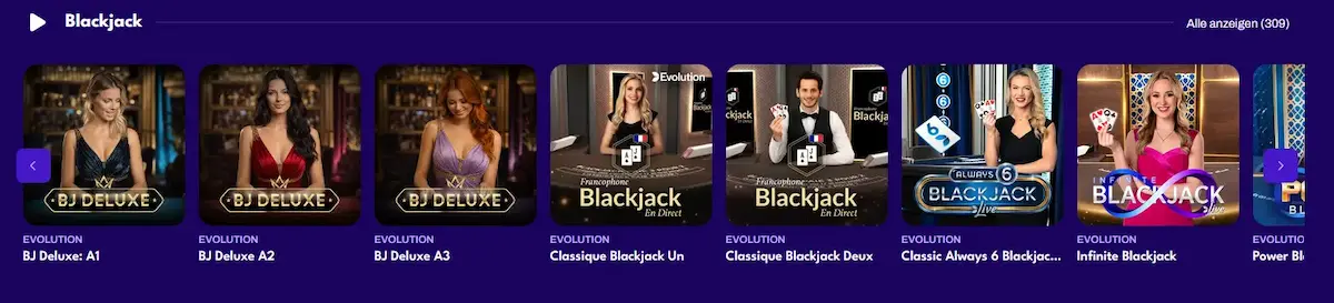247Vibes Live Blackjack Tisch mit mehreren Sitzplätzen