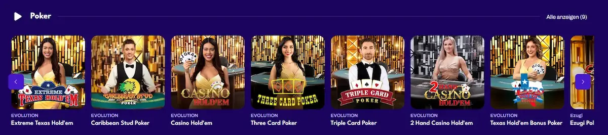 247Vibes Live Poker Tisch mit Casino Hold'em